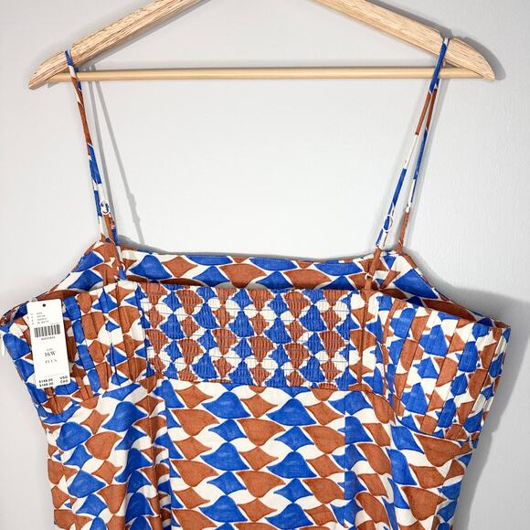 NWT Anthropologie Maeve Ophelia Linen Slim Mini Dress | Blue Brown | SZ 16W‎ - Picture 9 of 13